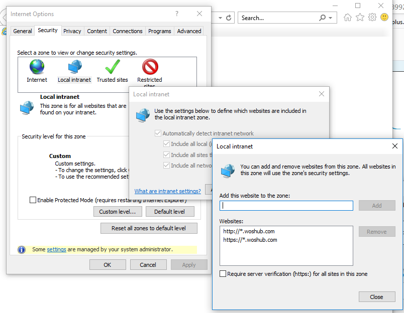 local intranet zone for kerberos auth