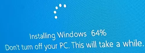 Windows installation stuck at 64% and goes into a reboot loop 