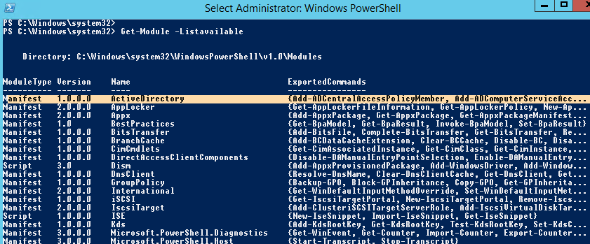 activedirectory module for powershell