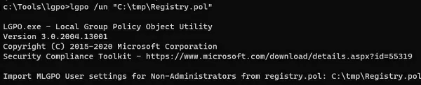 import mlgpo user settings for non-administrators