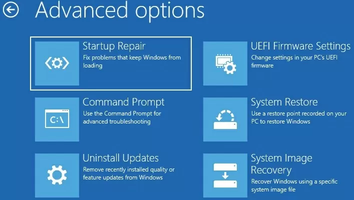 windows re - advanced recovery options