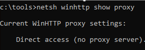Current WinHTTP proxy settings:Direct access (no proxy server 