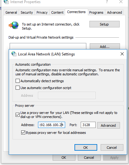 ie proxy setting in windows server 2016