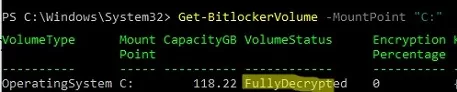 Get-BitlockerVolume status using PowerShell