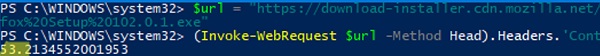 wget: powershell get file size by http link