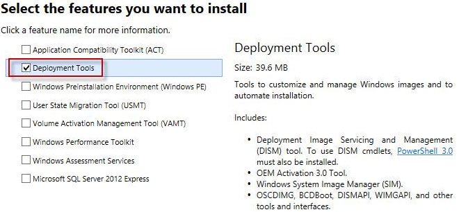 Windows 8 ADK Deployment Tool 