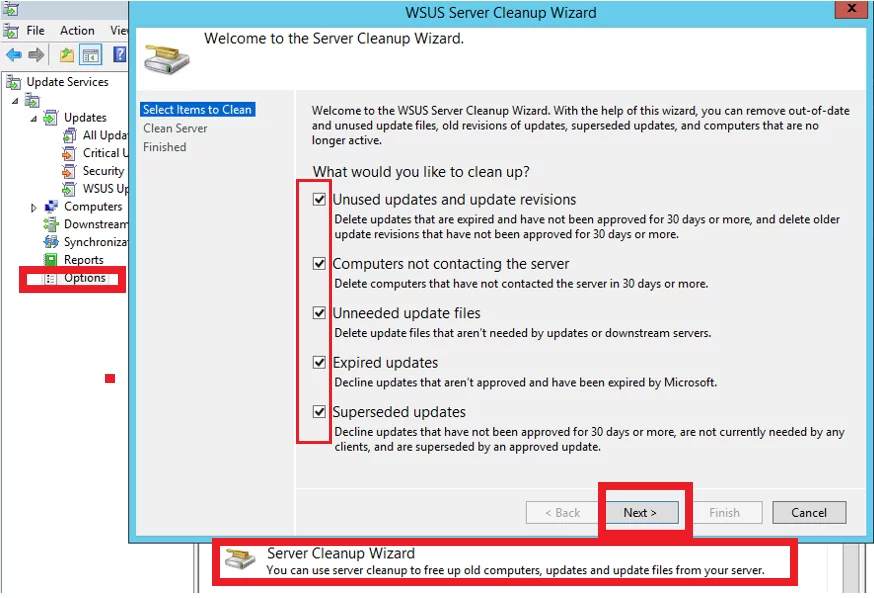 wsus server cleanup wizard