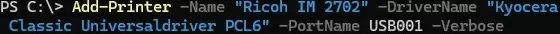 Add-Printer cmdlet: create new printer using powershell