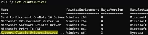 Get-PrinterDriver