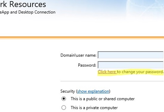 allow remote users to chage password on rd web access