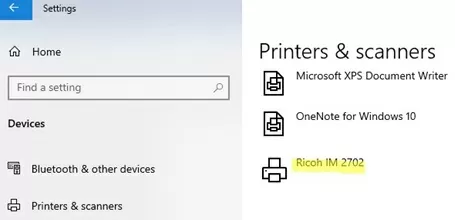 new printer in settings app