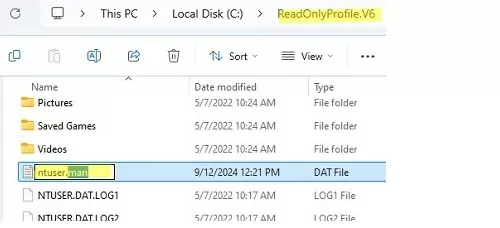 Rename ntuser.dat file in user profile to ntuser.man
