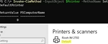 set a default printer with powershell