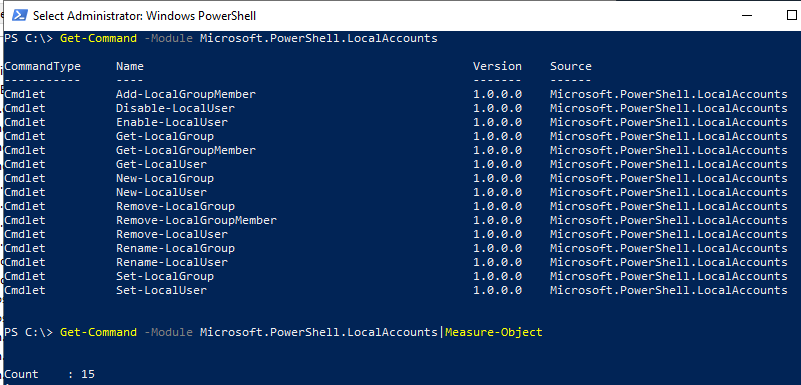Get-Command Module Microsoft.PowerShell.LocalAccounts