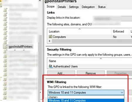 link a wmi filter to gpo