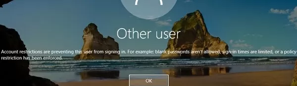windows 10: Account restrictions are preventing this user from signing in