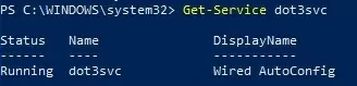 Enable Wired-AutoConfig service (dot3svc) in Windows