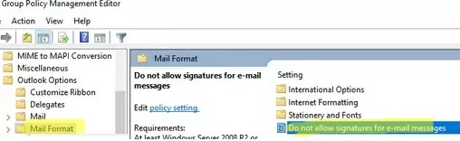 enable signature in outlook via gpo