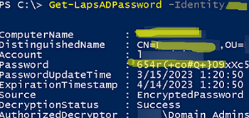 Get-LapsADPassword - Laps PowerShell gets the admin password