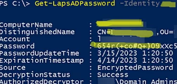 Get-LapsADPassword - laps powershell get admin password