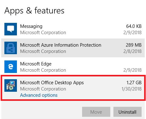 remove Microsoft Office Desktop App 