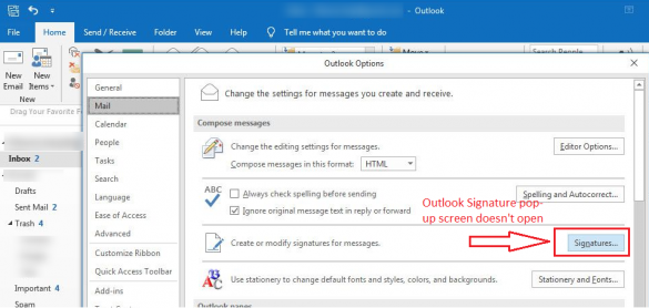 html email setup for outlook 10