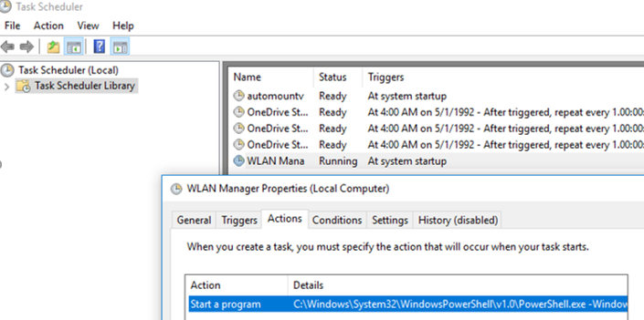 WLAN Manager task in windows 10