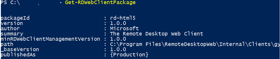 Get-RDWebClientPackage