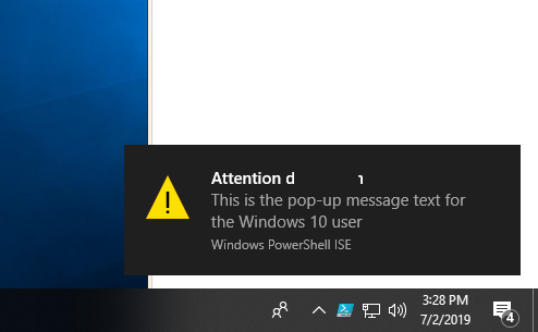 balloon tip notification with PowerShell in windows 10