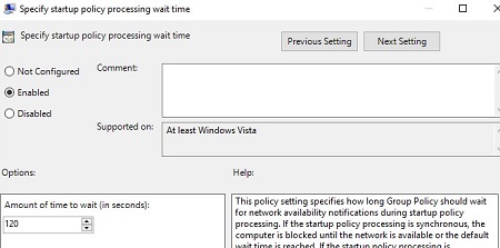 gpo parameter: startup policy processing wait time