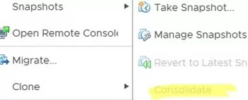 consolidate option grayed out (inactive) in vmware virtual machine