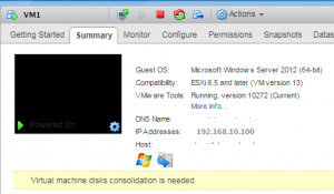 vmware disk consolidation needed