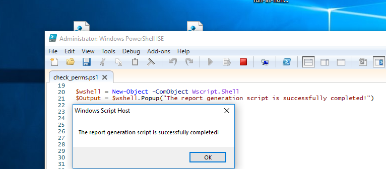 Wscript - powershell show a windows with the notification
