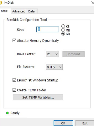 Create RamDisk on Windows with drive letter