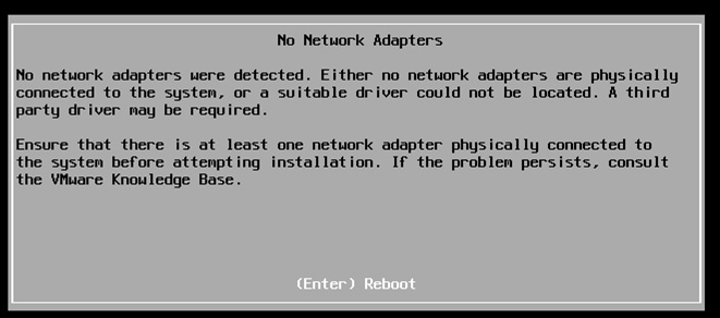 esxi install error No Network Adapters