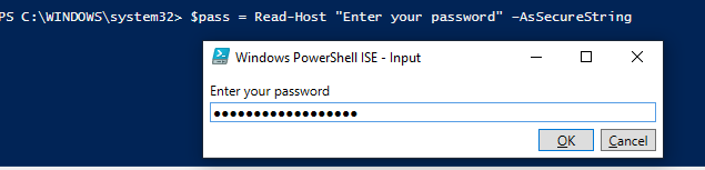 get password AsSecureString in powershell script with read-host