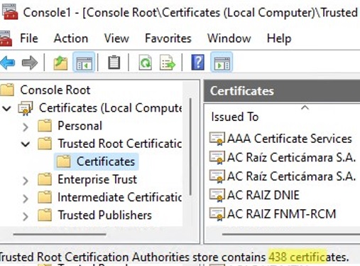 install microsoft trusted root certificates in Windows using powershell