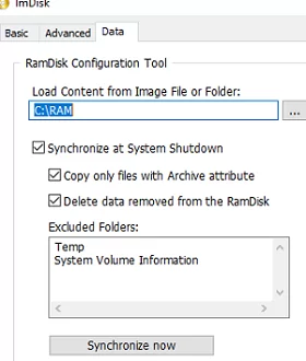 Persist files and folders on a RAM disk after shutdown