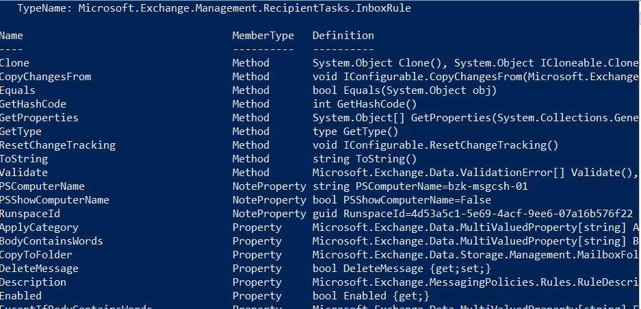 TypeName: Microsoft.Exchange.Management.RecipientTasks.InboxRule