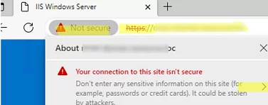 Untrusted certificate causes insecure HTTPS connection in browser
