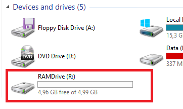RAM disk in File Explorer