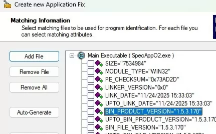 executable file Matching Information