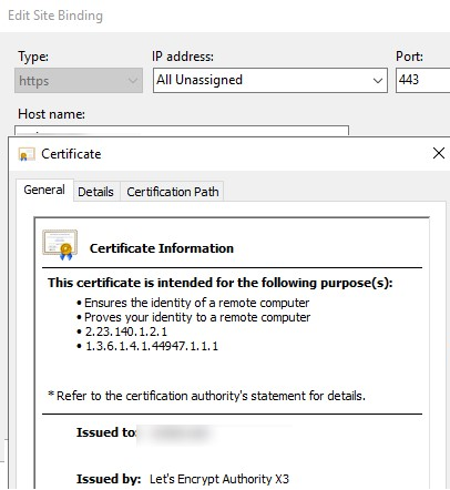 certificate properties Let’s Encrypt Authority X3