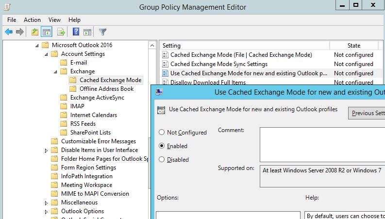 change outlook (office) settings using admx temlates in gpo