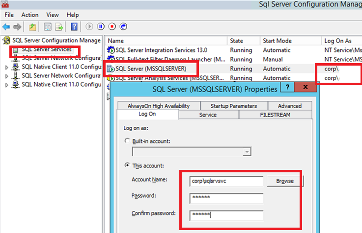 Changing The SQL Server Service Account In SQL