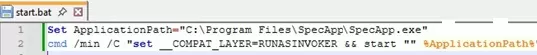 CMD/BAT to run program with RunAsInvoker flag