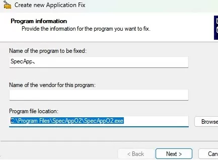 create app fix for an executable