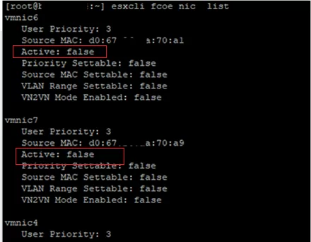 esxcli fcoe nic list - the adapters available as potential FCoE candidates