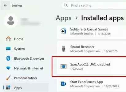 program compatibility fix sdb in the installed apps list