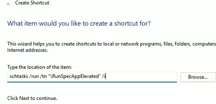 Desktop shortcut to run task
